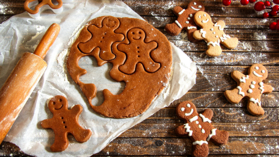 Baking gingerbread cookies for the holidays